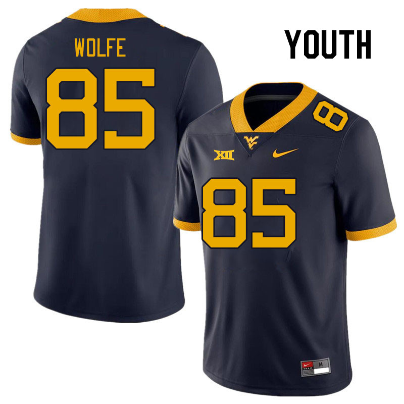 Youth #85 Ryan Wolfe West Virginia Mountaineers College Football Jerseys Stitched Sale-Navy